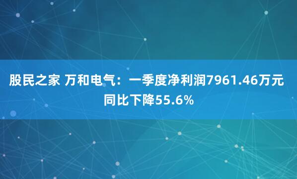 股民之家 万和电气：一季度净利润7961.46万元 同比下降55.6%